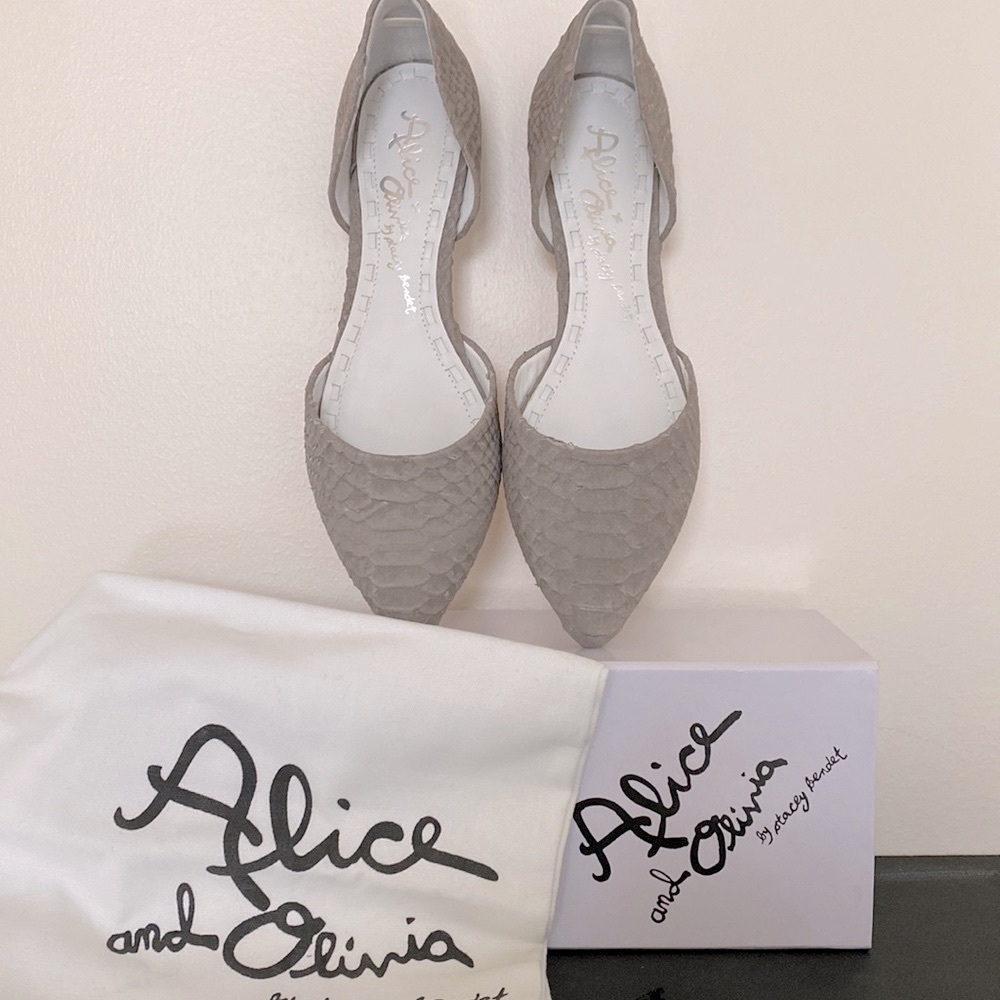 BRAND NEW Alice + Olivia Hilary Leather Snakeskin Flats